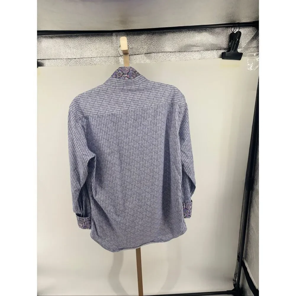 Robert Graham Classic Fit Button Down Shirt Men’s Small Blue Paisley Flip Cuff